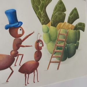 تصویر سازی مداد رنگی اثر خانم