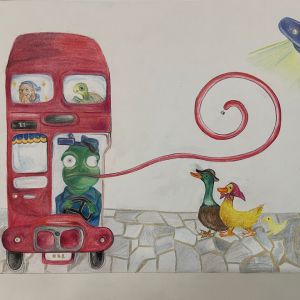 تصویر سازی مداد رنگی اثر خانم