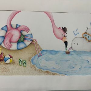 تصویر سازی مداد رنگی اثر خانم