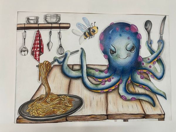 نقاشی مداد رنگی، اثر خانم 