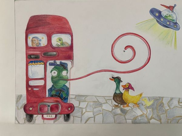 تصویر سازی مداد رنگی اثر خانم