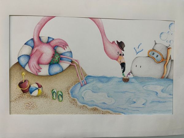 تصویر سازی مداد رنگی اثر خانم