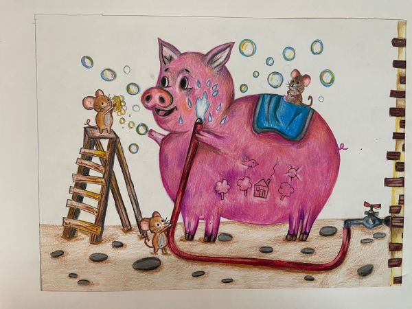 تصویر سازی مداد رنگی اثر خانم